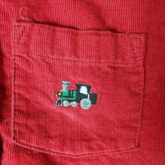 Gymboree Boys Red North Pole Express Button Down Train Corduroy Shirt Size 2T - Picture 4 of 5